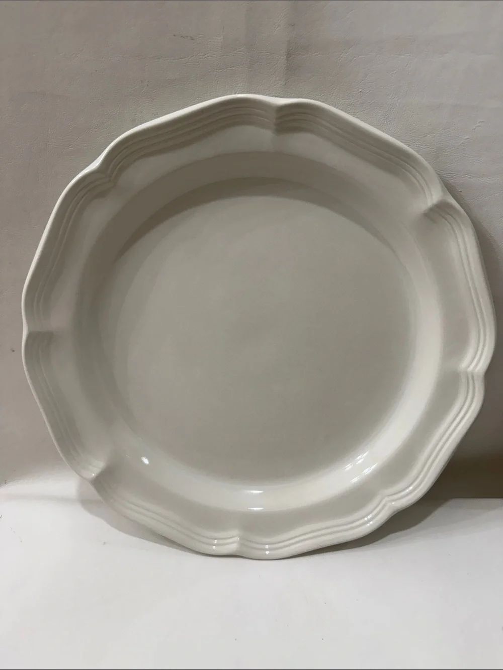 Mikasa French Countryside Ivory Scalloped Ceramic Dinner 12 In Serving Platter
